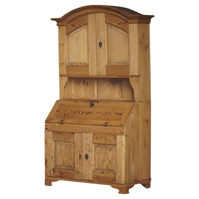 Antique Danish Pine Drop-Front Secretary with Upper Cabinet, Mid-19th Century For Sale - Image 14 of 14