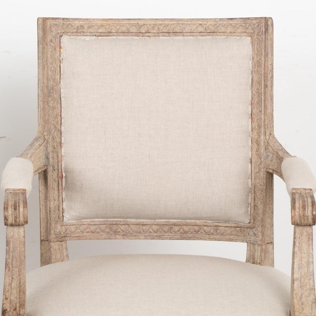 Gustavian (Swedish) Pair, White Painted Gustavian Style Armchairs, Sweden Circa 1900's For Sale - Image 3 of 8