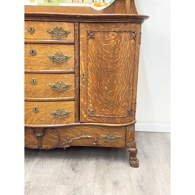 Wood Vintage Quarter Saw Oak Sideboard For Sale - Image 7 of 12