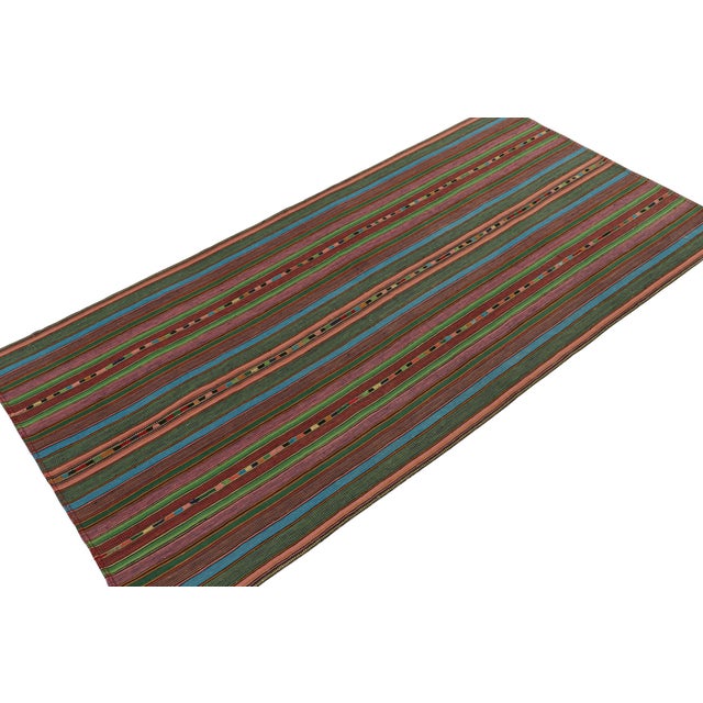 Rug & Kilim 1950s Vintage Persian Palas Kilim in Multicolor Stripes, From Rug & Kilim - 5'10''x9' For Sale - Image 4 of 7