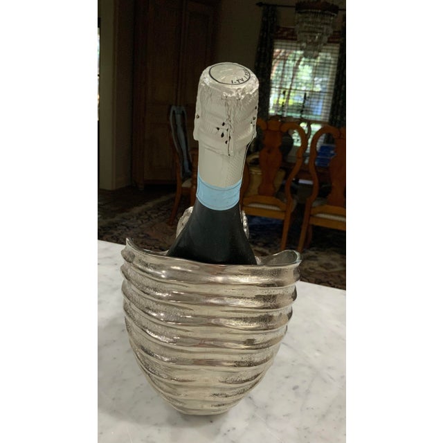 Metal Sculptural Nautilus Shell Wine Cooler / Holder in Nickel-Plated Aluminum - Palm Beach Regency, Coastal, Beach House Must Have - See Pics! For Sale - Image 7 of 11
