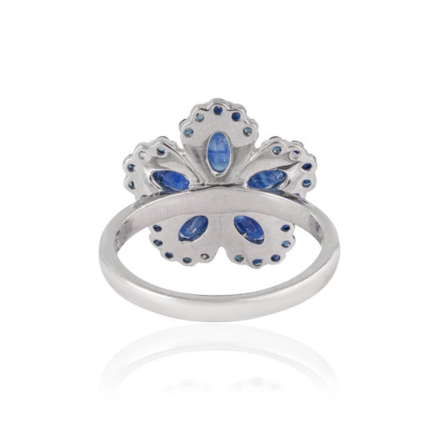 Not Yet Made - Made To Order Vintage Style 2.28 Ct Natural Sapphire Floral Cluster Ring, Size 8 For Sale - Image 5 of 13