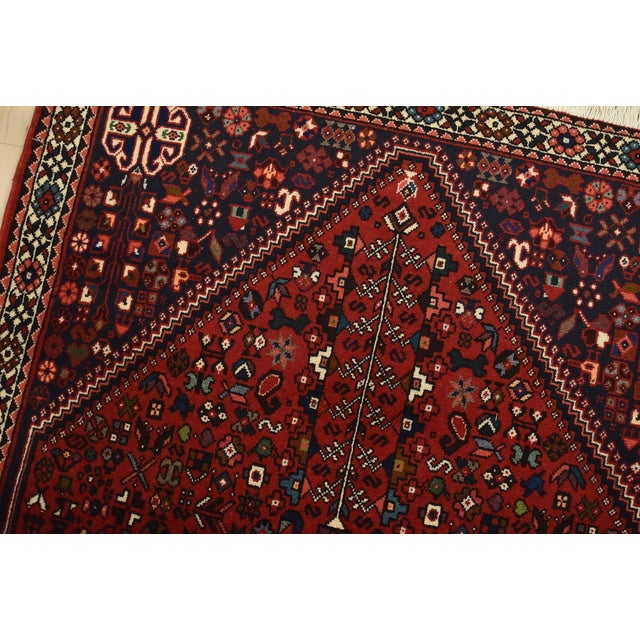 Abadeh Rug 3’5” X 4’11” Red Wool Vintage Tribal Hand-Knotted Carpet For Sale In Philadelphia - Image 6 of 12