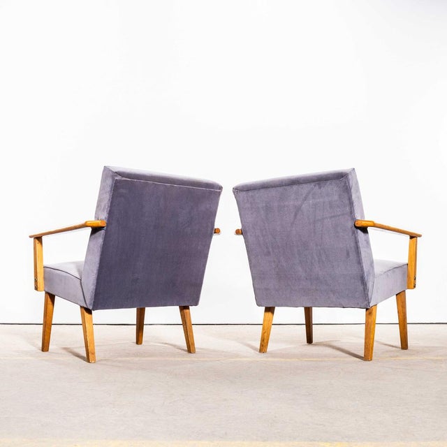 Mid-Century Grey Upholstered Armchair, 1950s For Sale - Image 4 of 11