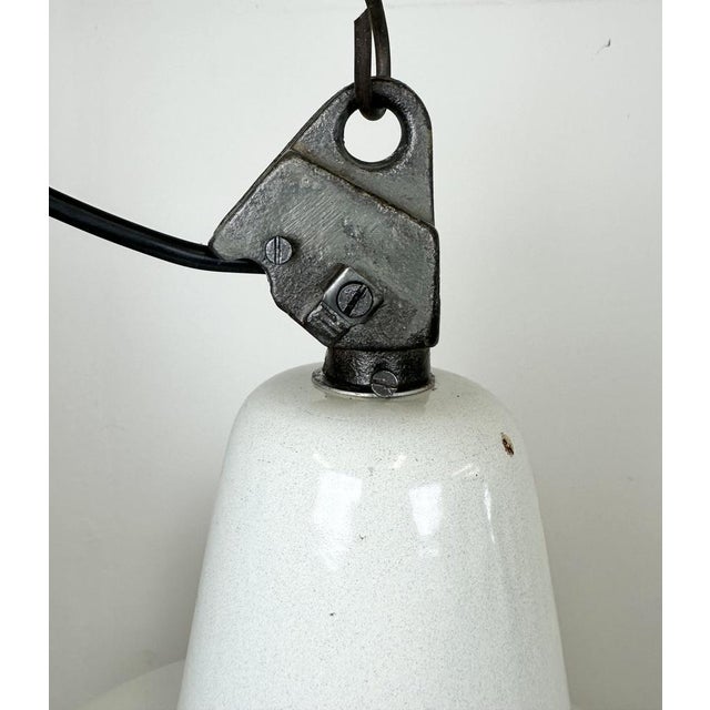 Large Industrial White Enamel Factory Pendant Lamp from Zaos, 1960s For Sale - Image 4 of 18