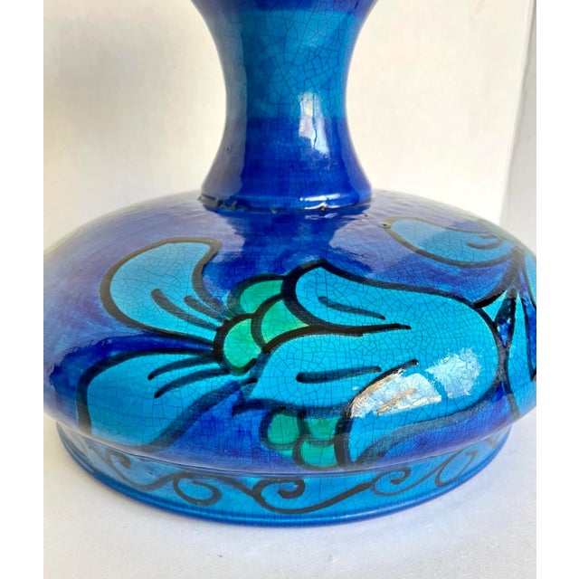 Vintage Italian Ceramic Glazed Pedestal Bowl For Sale - Image 9 of 13