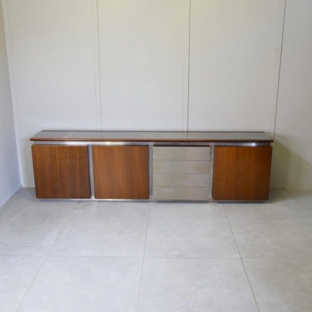 Parioli Sideboard in Wood and Satin-Finished Steel by Giotto Stoppino for Acerbis, 1977 For Sale - Image 16 of 16
