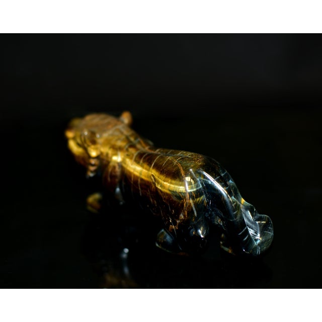 Gold Late 20th Century Tiger's Eye Tiger Natural Gemstone Animal For Sale - Image 8 of 9