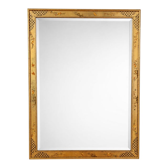 La Barge Giltwood Hand-Painted Floral Chinoiserie Mirror | Artist Signed P. Tacktor For Sale