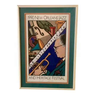 1990 New Orleans Jazz Fest Kid Sheik Poster — Double-Signed Special Edition 414/500, Louise Mouton For Sale