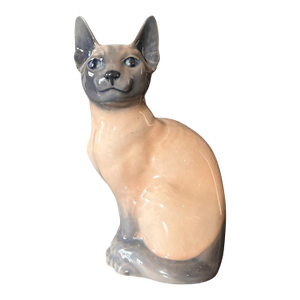 Royal Copenhagen 8"Siamese Cat Figurine 3281 Denmark Porcelain Sculpture VTG 50s
