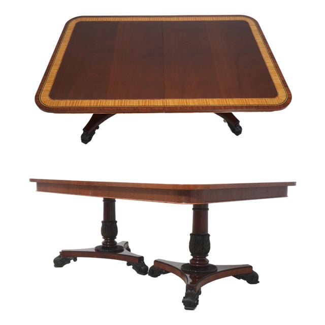 Baker Banded Mahogany Neoclassical Dining Room Table For Sale