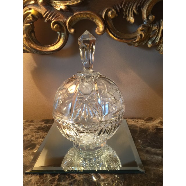 Early 20th Century Vintage Cut-Glass Candy Dish or Lidded Compote With Prism Top For Sale - Image 5 of 9