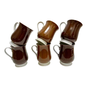 Vintage Fitz & Floyd Cocoa Brown Coffee Mugs- Set of 6