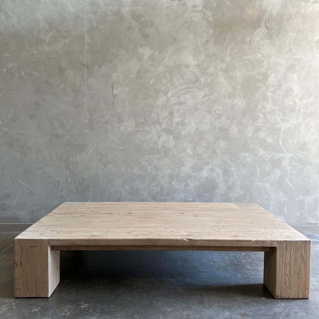 Mid-Century Modern Custom XL Large Elm Wood Beam Coffee Table in Natura For Sale - Image 3 of 12