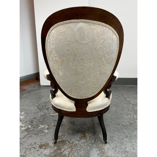Early 20th Century Victorian Rococo Revival Carved Wood Balloon Back Armchair For Sale - Image 5 of 12
