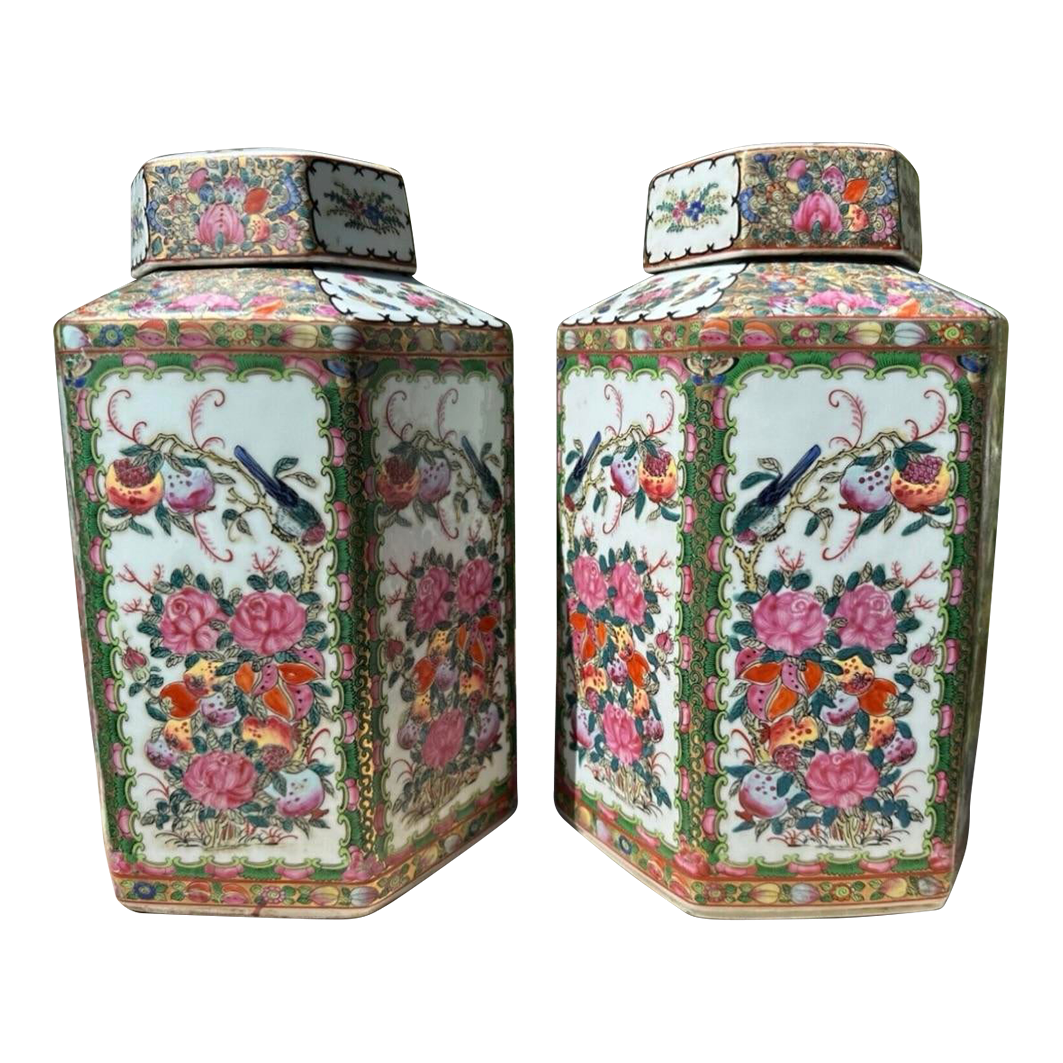 Pair of 19th Century Chinese Famille Rose Medallion Porcelain