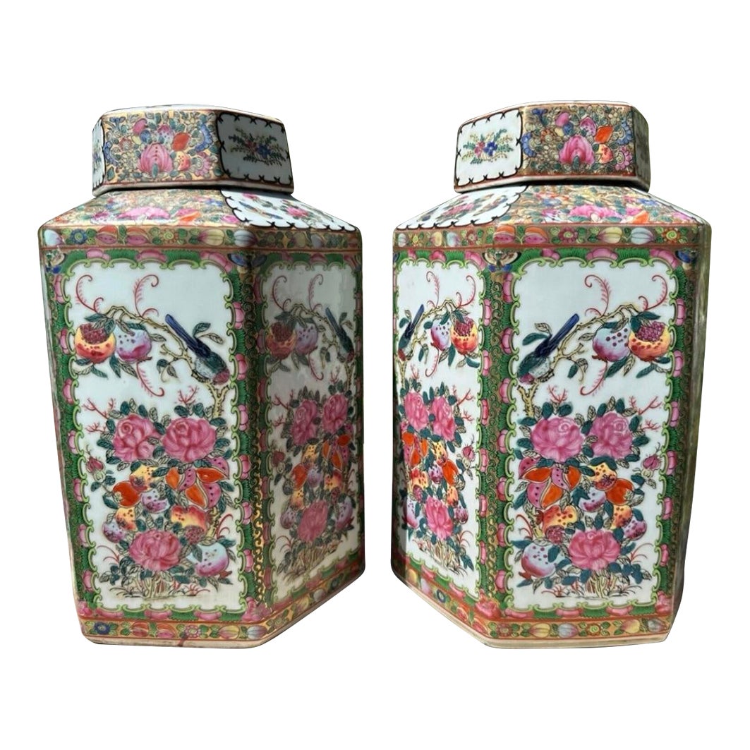 Pair of 19th Century Chinese Famille Rose Medallion Porcelain