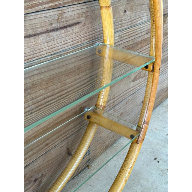 Paul Frankl Mid-20th Century Bent Rattan Circular Wall Shelf For Sale - Image 4 of 12