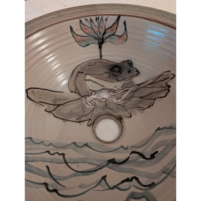 Custom Hand-Painted Vanity Wash Basin Sink Bowl and Tiles - 7 Piece Set For Sale - Image 4 of 12