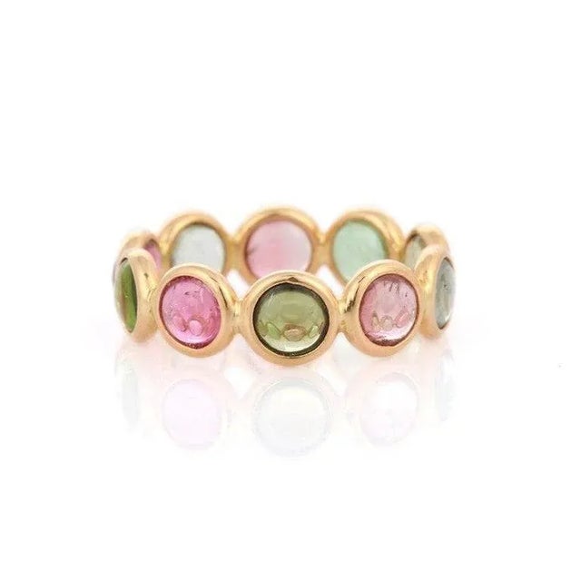 18k Solid Gold Multi-Tourmaline Infinity Band Size 4 For Sale In New York - Image 6 of 10