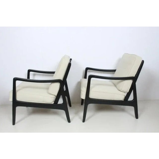 Mid-Century Modern Early Ole Wanscher Ebonized Mahogany Lounge Chairs, 1950's - A Pair For Sale - Image 3 of 13