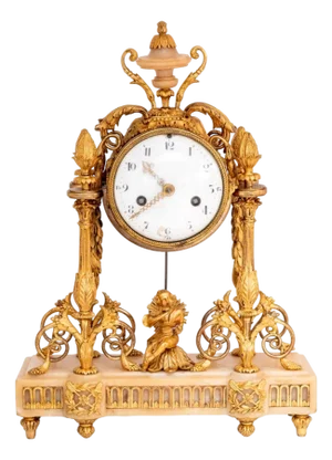 Louis XVI Style Ormolu and Alabaster Mantel Clock