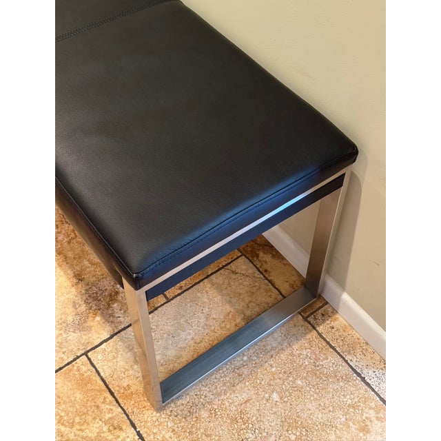 Pair of Contemporary Aramith Fusion Stainless Steel & Leatherette Benches For Sale - Image 10 of 12