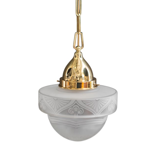 Art Deco Pendant with Glass, Vienna, 1920s For Sale