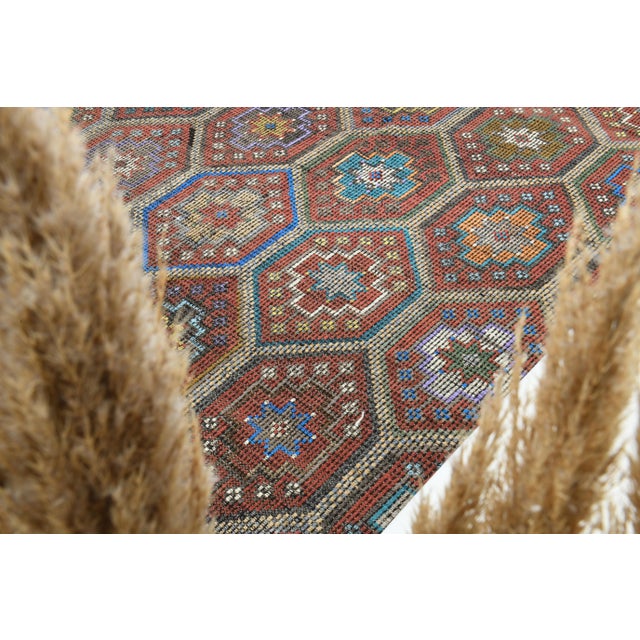 Textile 1970s Vintage Turkish Oushak Handmade Wool Cotton Red Area Rug For Sale - Image 7 of 12