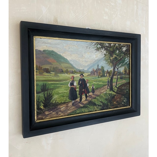 Green Vintage Oil on Board Signed by Artist For Sale - Image 8 of 14