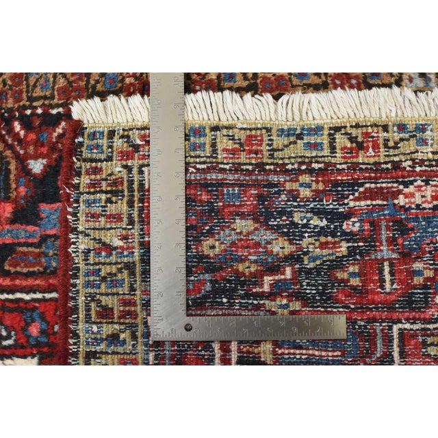 Heriz Rug 7' X 8'11'' Ivory Wool Tribal Semi-Antique Hand-Knotted Carpet For Sale - Image 14 of 14