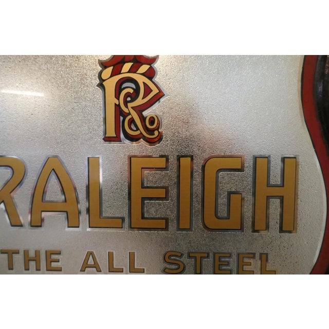 Very rare double sided glass Raleigh bike advertising shop sign This is a beautiful Raleigh bike advertising shop sign, it...