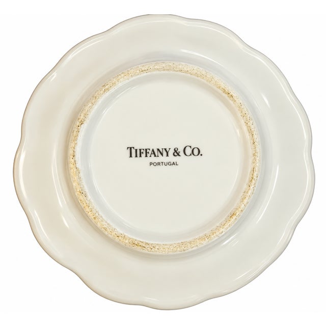 Charming vintage Tiffany & Co. ceramic bird egg cup with coordinating saucer, handcrafted in Portugal. This whimsical...