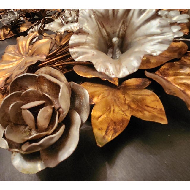 Hand-Forged Gold-Plated and Silver-Plated Candle Wall Lamps by S. Salvadori, 1950s For Sale - Image 6 of 18