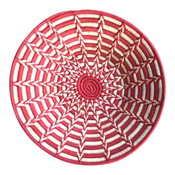 Red & White Uganda Bukedo African Basket For Sale