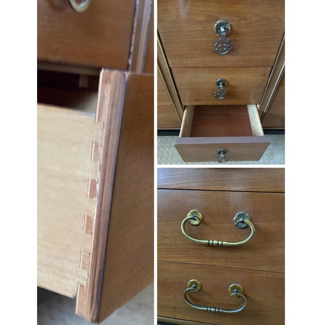 Kent-Coffey “Amerasia” Walnut Triple Dresser With Original Mirror, Mid-Century Modern For Sale - Image 10 of 12