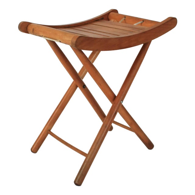 Vintage Bamboo Inspired Folding Stool - Plant Stand - Yugoslavia For Sale