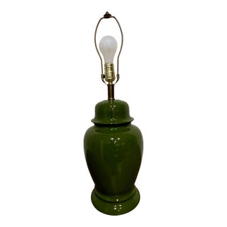 1970s Emerald Green Ceramic Lamp For Sale