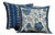 Blue Floral Pillow Cover Jacobean Design Traditional Cushion Navy Accent Bedroom Decorative Case Cotton Washable Zipper Square Throw White For Sale