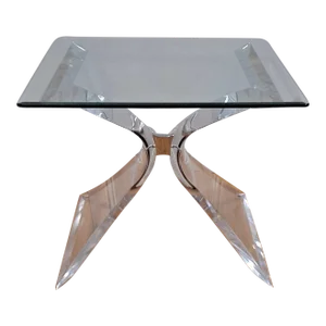 Mid-Century Lion in Frost "Butterfly" Lucite Glass Table