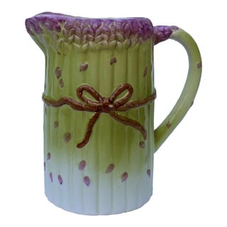 Albert Kessler and Company Majolica Asparagus Pitcher For Sale