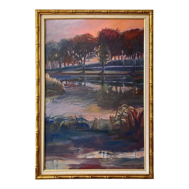 Late 20th Century Modern Impressionist Oil on Canvas of Burying Hill Beach, Westport, Connecticut For Sale