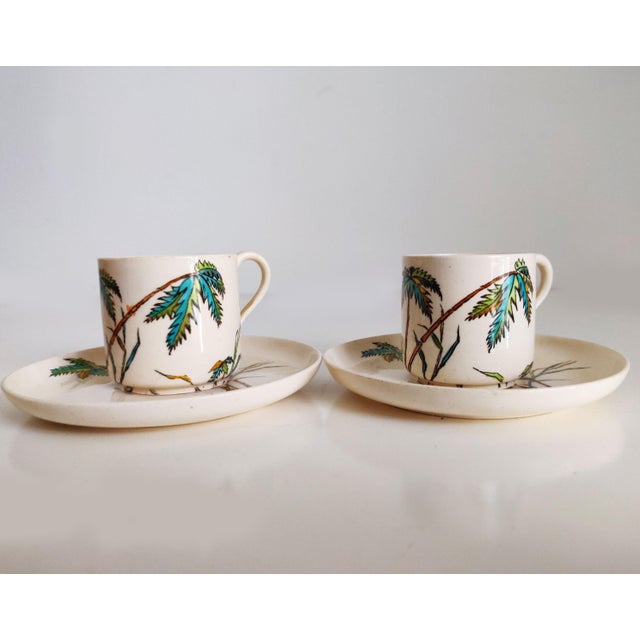 Antique Copeland B Polychrome Demitasse Cups and Saucers Set- 4 Pieces For Sale In Lexington, KY - Image 6 of 7