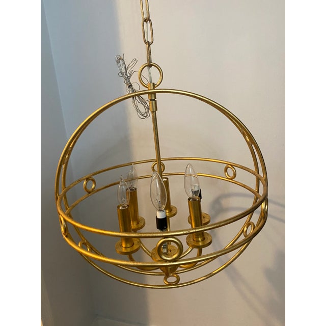 Metal Vintage Indoor Gold Art Deco Style Chandelier For Sale - Image 7 of 7