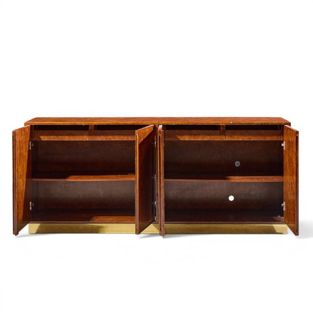 John Widdicomb Mid Century Burlwood and Brass Credenza For Sale In Chicago - Image 6 of 10