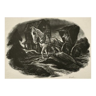 Richard Hood - Wpa Nocturne Expressionist Horse and Carriage Lithograph, Signed (C.1936) For Sale