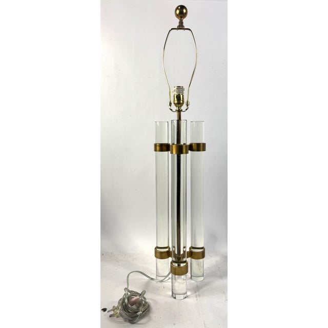 Brass Modern John-Richard Brass Lucite Lamp For Sale - Image 8 of 8