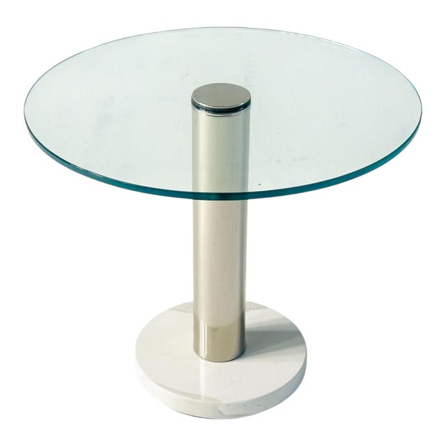 Pace Collection Carrara Marble Chrome and Glass Side/End Table, 1970 For Sale