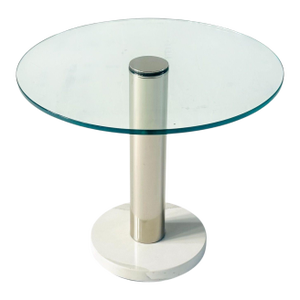 Pace Collection Carrara Marble Chrome and Glass Side/End Table, 1970